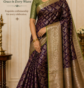 Dark Violet Colour Fancy Saree