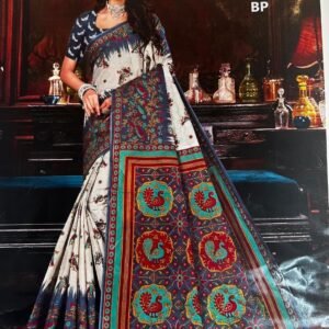 Cream colour cotton saree