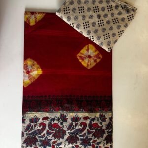 Red colour cotton saree