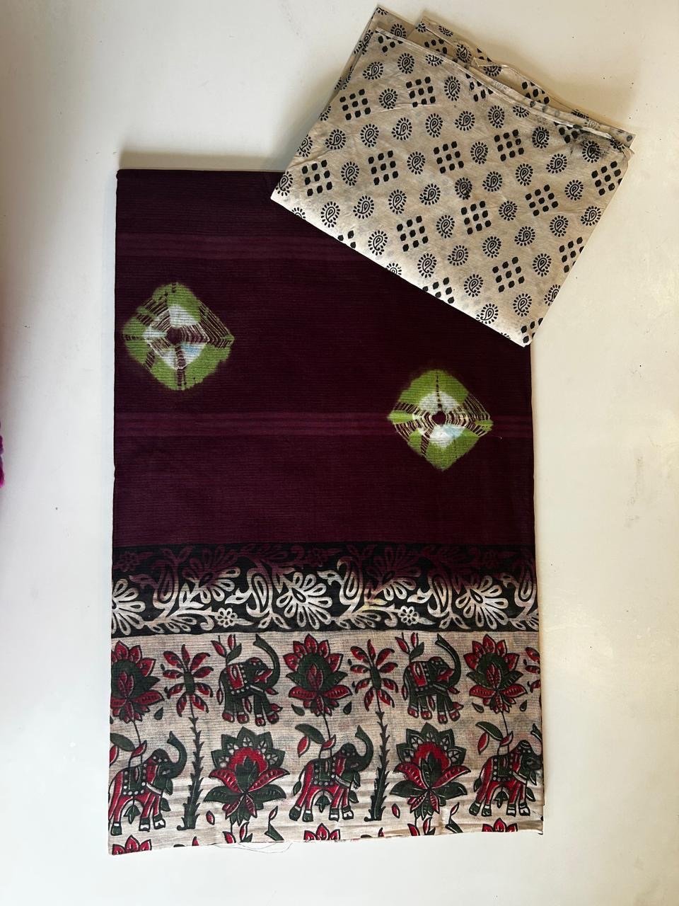 Dark Brown cotton saree