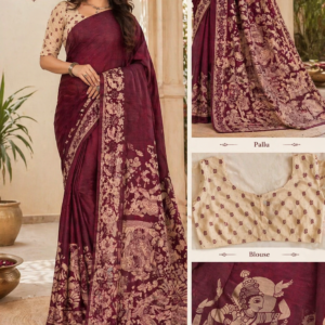 Maroon Kalamkari Kota Cotton Saree