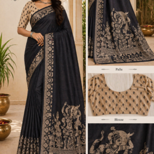 Black Kalamkari kota cotton saree