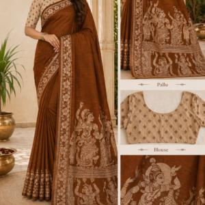 Yellowish Brown Colour Kotta Cotton Saree