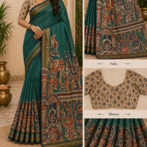 Green Kalamkari Cotton Saree