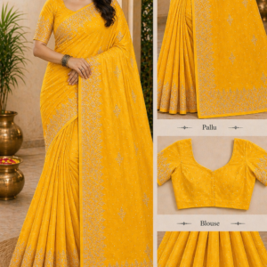 Mango Yellow Colour Fancy Saree