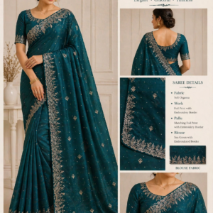 Sea Green Colour Fancy Saree