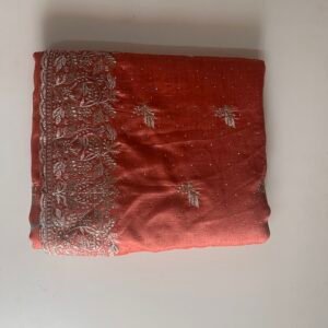 Brick Red Colour Fancy Saree