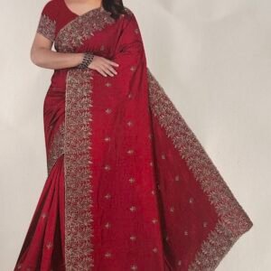 Dark Pink Colour Fancy Saree