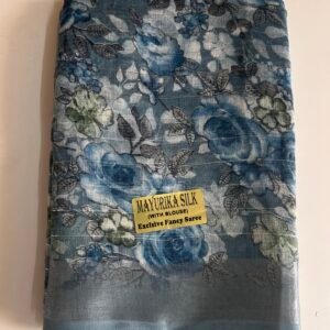 Blue Colour Linen Cotton Saree