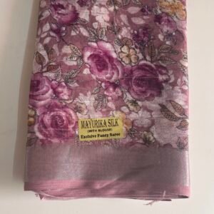 Pink colour Linen Cotton sarees