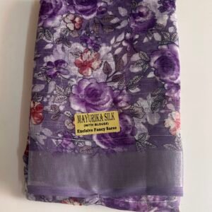 Voilet Colour Linen Cotton Saree