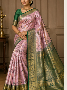 Light Pink Colour Pattu Saree