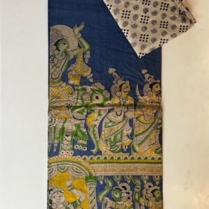 Blue Kalamkari cotton saree