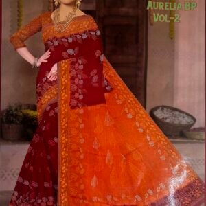 Red Colour Cotton Saree