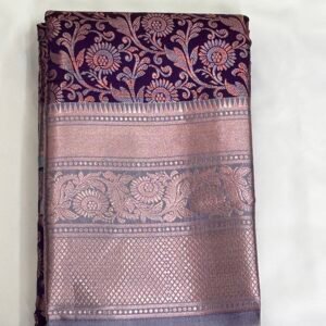 Dark Violet Colour Fancy Saree