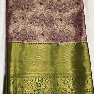 Light pink and Green colour pattu saree