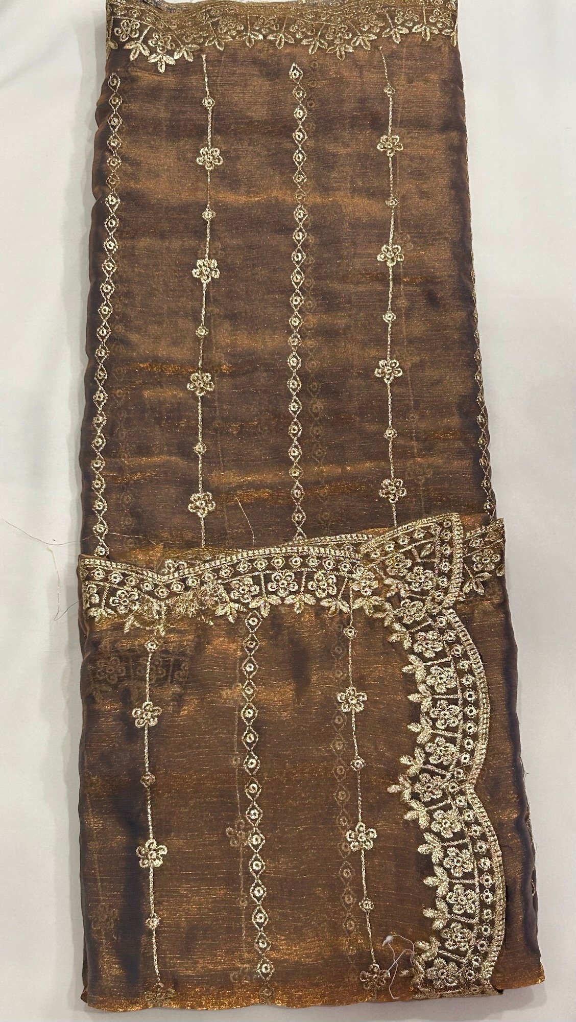 Gold and brown shade Fancy Saree - Image 3