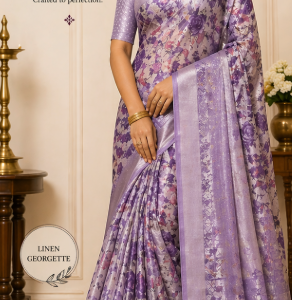 Voilet Colour Linen Cotton Saree