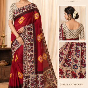 Red colour cotton saree