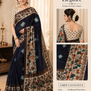 Navy Blue cotton saree