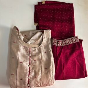 Cream and Red Colour Chudidhar