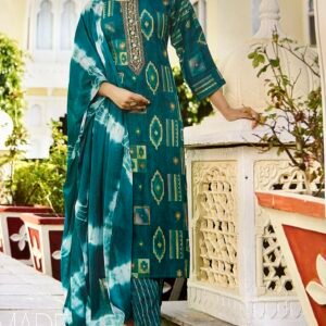 Bluish green colour chudidhar