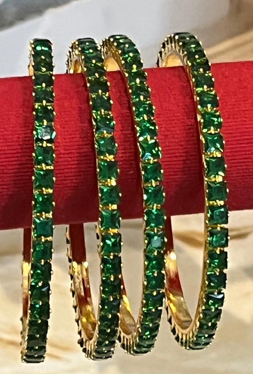 Green Stone Bangles - Image 2