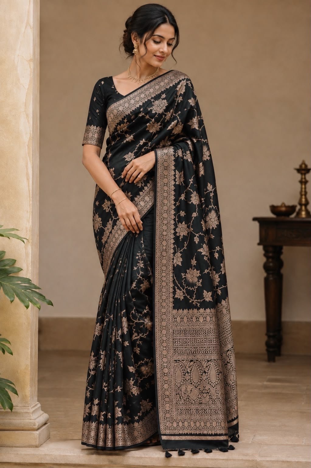 Dark Green Zari Saree