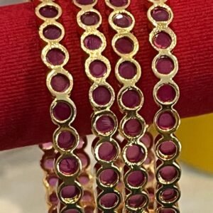 Dark Pink Stone Panchaloha Bangles