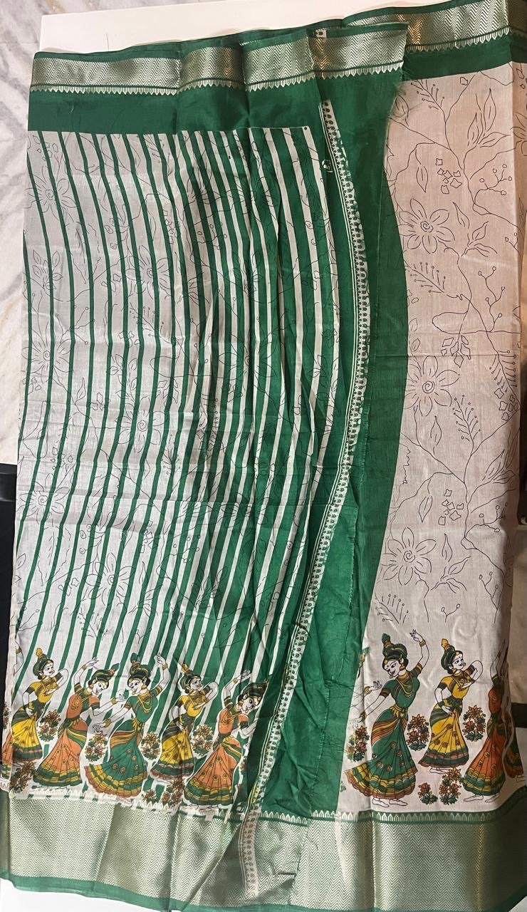 Ash and Green Combination saree - Image 3