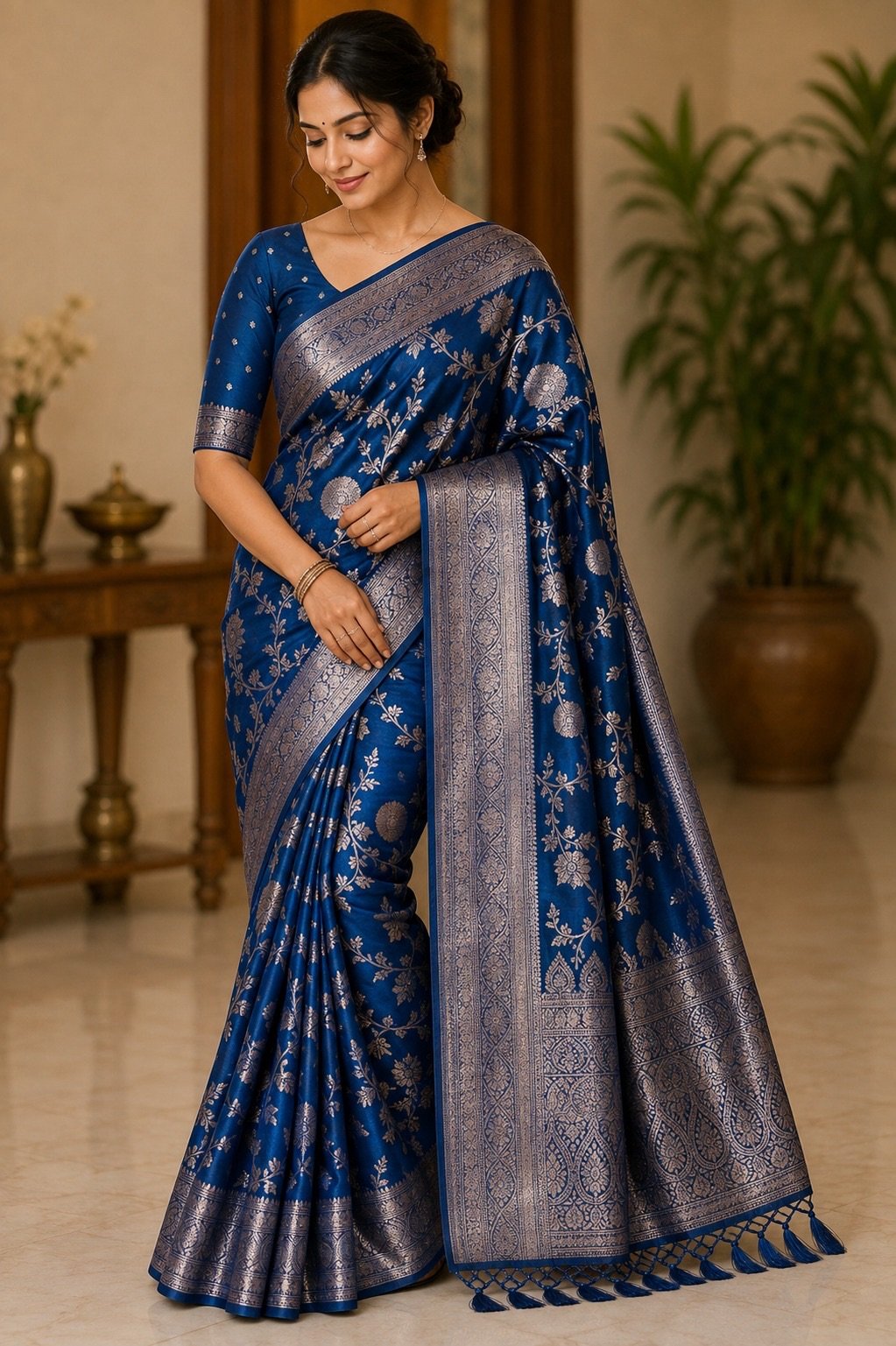 Blue Zari Saree
