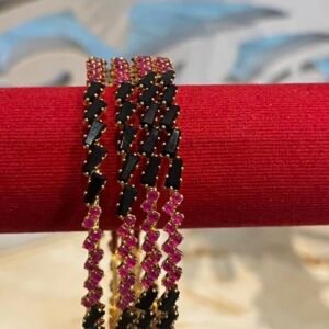 Pink And Black Ad Stone Bangles