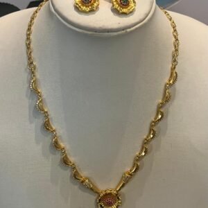 Antique Gold Floral Leaf Necklace Set