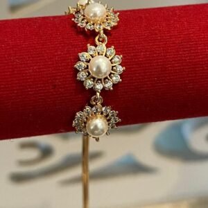 Pearl & CZ Floral Adjustable Bracelet