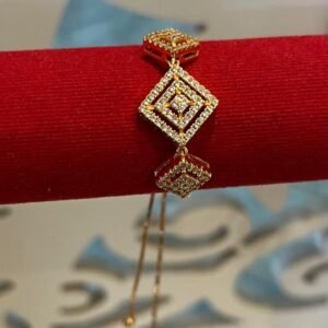 Gold Plated CZ Geometric Adjustable Bracelet for Women