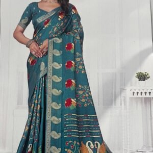 Teal Blue Saree