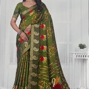 Olive Green Saree