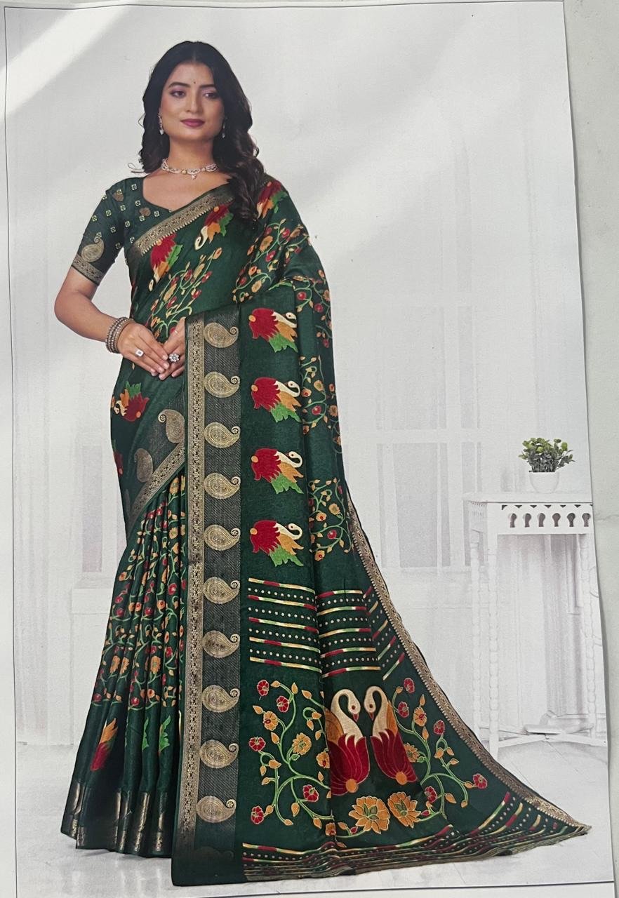 Dark Green Saree