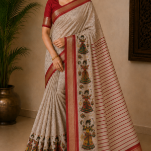 Ash and Maroon Combination saree