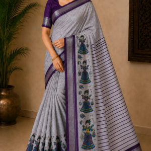 Ash and Purple Combination saree