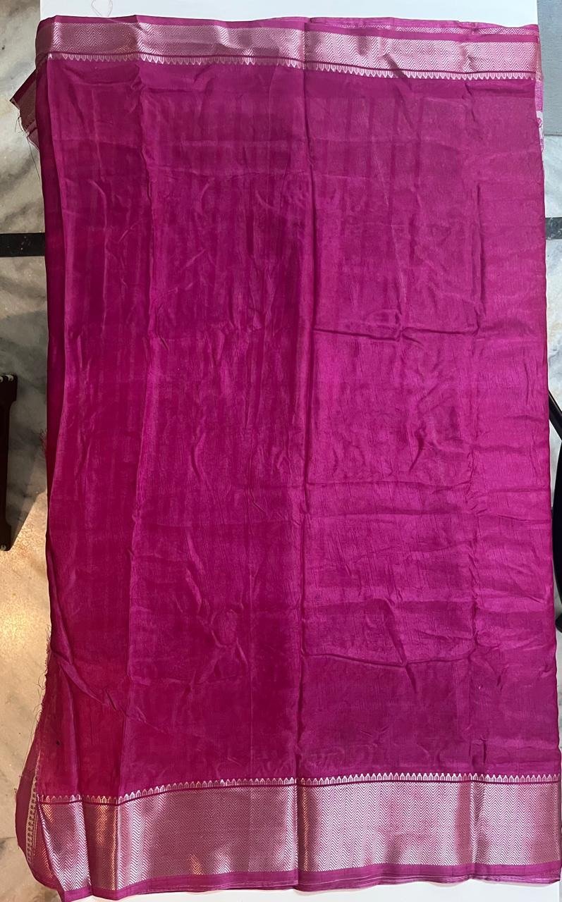 Ash and Rich Dark Pink boarderd Combination Saree - Image 3