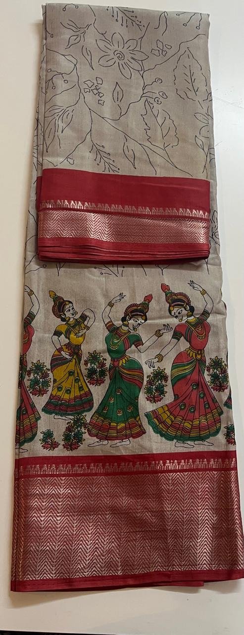 Ash and Maroon Combination saree - Image 2
