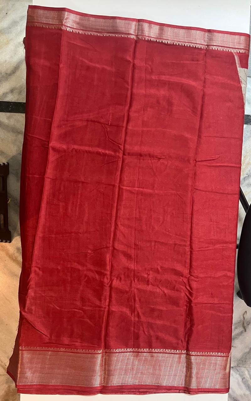 Ash and Maroon Combination saree - Image 3