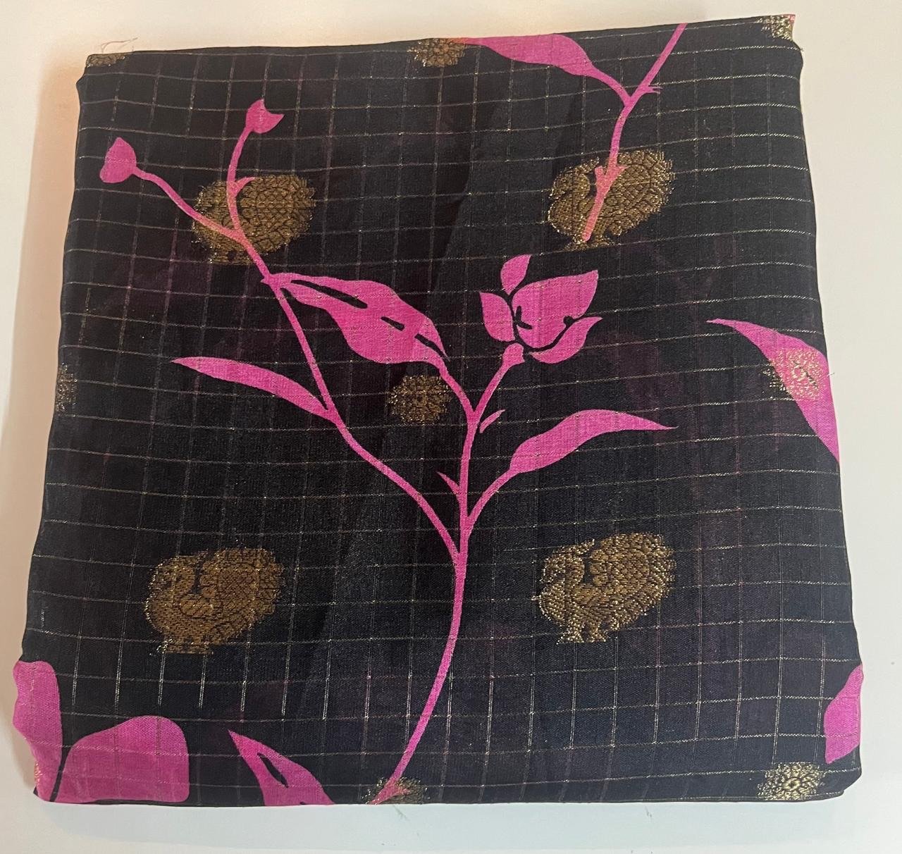 Black& Pink Meenakari Silk Saree - Image 3