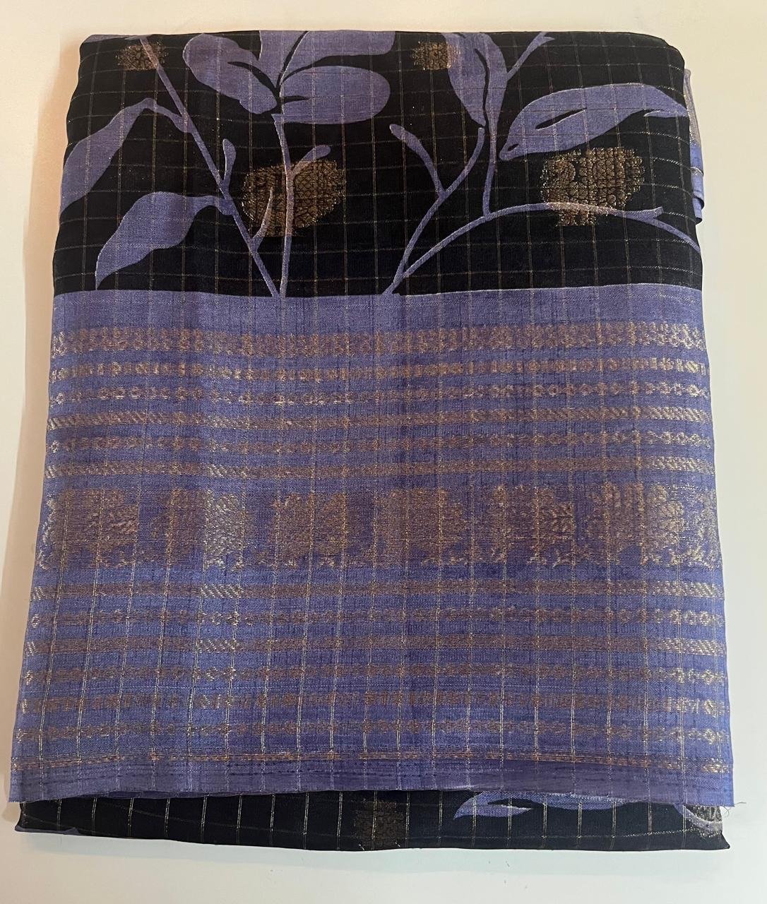 Black & Lavender Meena Kari Silk Saree - Image 2