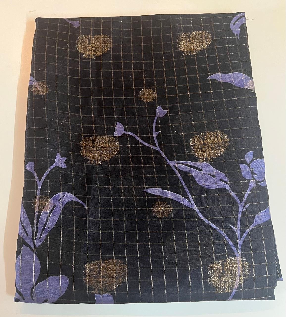 Black & Lavender Meena Kari Silk Saree - Image 3