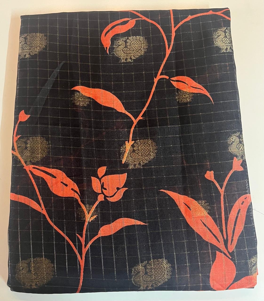 Black & Rust Royal Meena Kari Silk Saree with Designer Pallu - Image 3