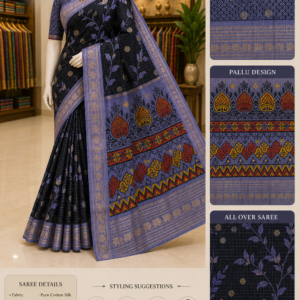 Black & Lavender Meena Kari Silk Saree