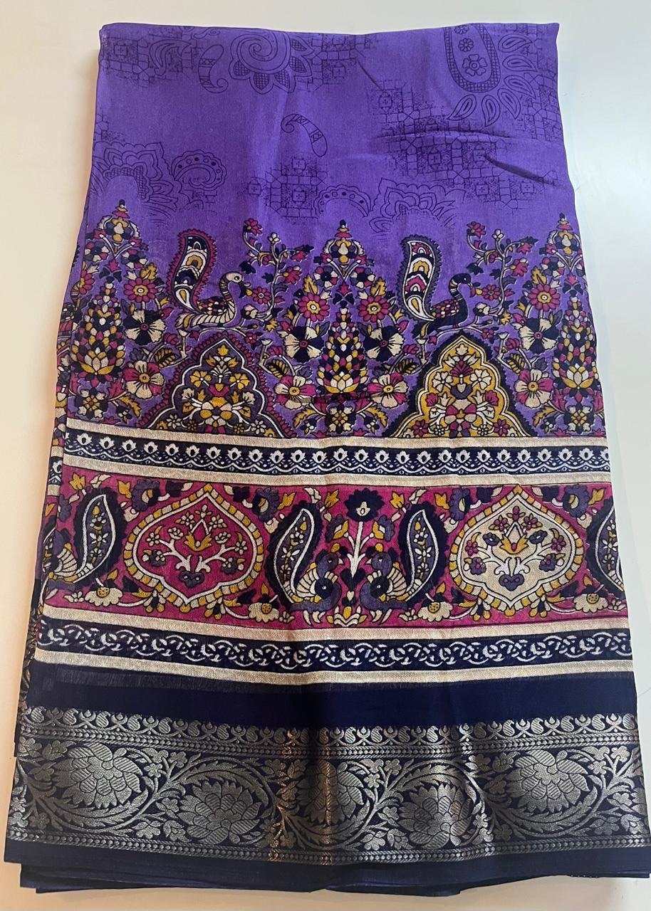 Elegant Royal Purple Amisha Silk saree with a deep navy contrast blouse - Image 3