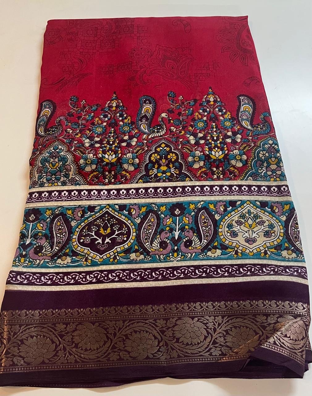 Elegant Dark Pink Amisha Silk saree with a deep brown contrast blouse - Image 2